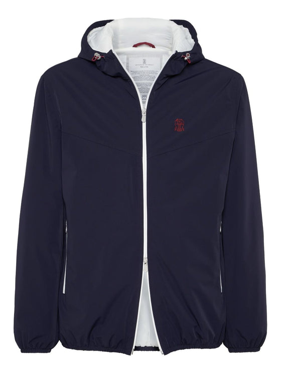 Brunello Cucinelli Bonded nylon hooded vest with Thermore padding and logo