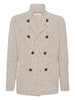 Brunello Cucinelli Mouliné virgin wool, silk and cashmere half English rib one-and-a-half breasted cardigan with metal buttons