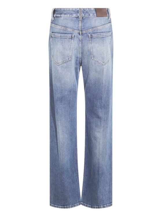 Brunello Cucinelli Jeans With Logo Patch On The Rear And Faded Effect