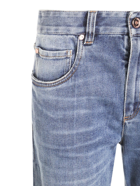 Brunello Cucinelli Jeans With Logo Patch On The Rear And Faded Effect