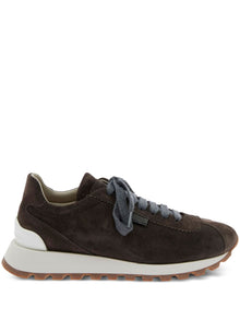  Brunello Cucinelli Suede runners with shiny tab