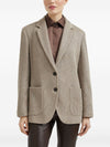 Brunello Cucinelli Sparkling cotton and viscose English rib knit blazer with monili