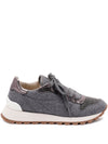 Brunello Cucinelli Virgin wool flannel and lamé calfskin runners