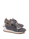 Brunello Cucinelli Virgin wool flannel and lamé calfskin runners