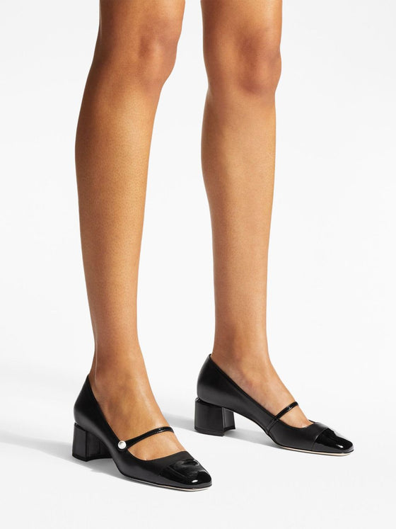 Jimmy Choo Elisa 45 Nappa and Patent Leather Pumps