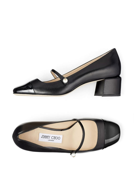 Jimmy Choo Elisa 45 Nappa and Patent Leather Pumps