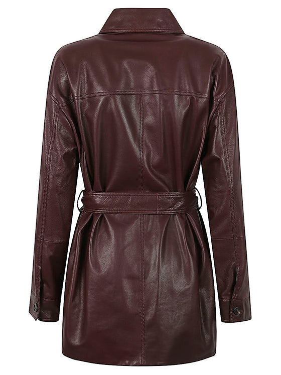 Brunello Cucinelli Belted leather jacket