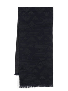  Emporio Armani Allover logo wool scarf