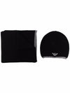 Emporio Armani ribbed knit embroidered logo scarf & beanie set