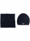 Emporio Armani ribbed knit embroidered logo scarf & beanie set