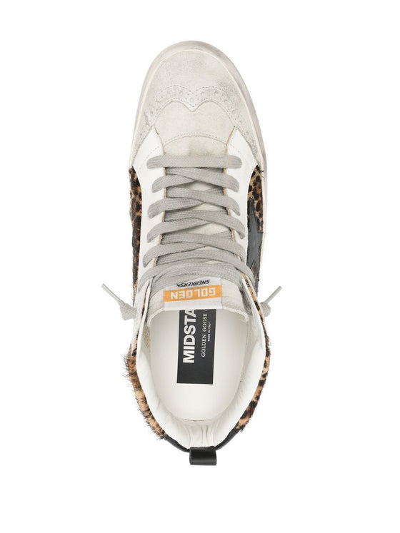 Golden Goose Mid Star Leo ponyskin shoe with star and comma
