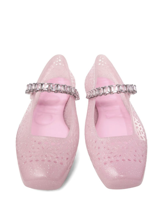Jimmy Choo The Jelly Ballerina Flats with Crystal Embellishment