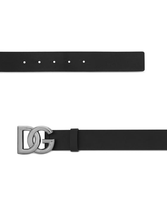 Dolce & Gabbana Calfskin belt with crossed DG logo buckle