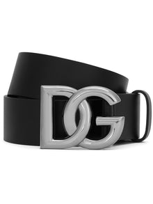  Dolce & Gabbana Calfskin belt with crossed DG logo buckle