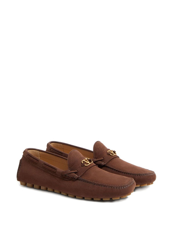 Valentino Garavani Fastaway Driver Moccasin In Deer Suede