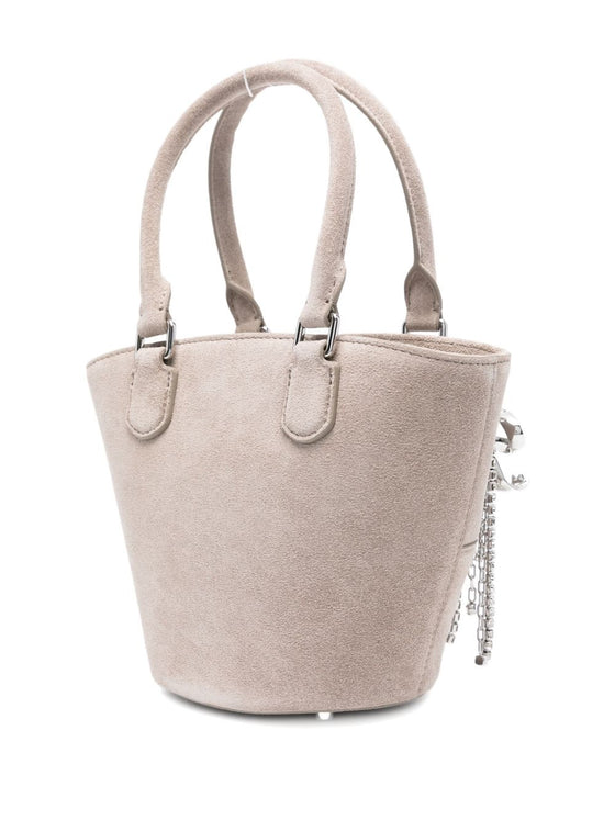 Self-Portrait Suede Charm Tote Bag