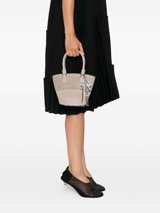 Self-Portrait Suede Charm Tote Bag