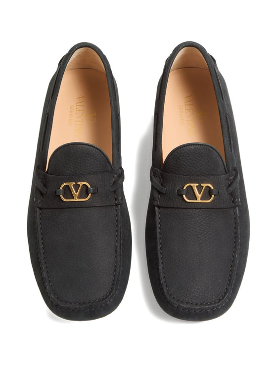 Valentino Garavani Fastaway Driver Moccasin In Deer Suede