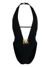 Dolce & Gabbana logo-plaque Plunge Swimsuit