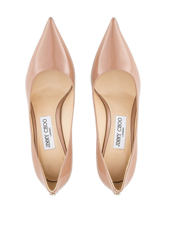 Jimmy Choo Love 65 Ballet-Patent-Leather Pumps with JC Emblem