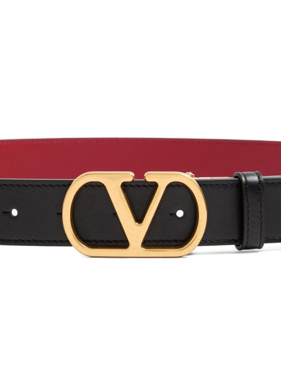 Valentino Garavani Vlogo Signature Reversible Belt In Shiny Calfskin 20mm