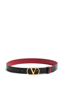  Valentino Garavani Vlogo Signature Reversible Belt In Shiny Calfskin 20mm