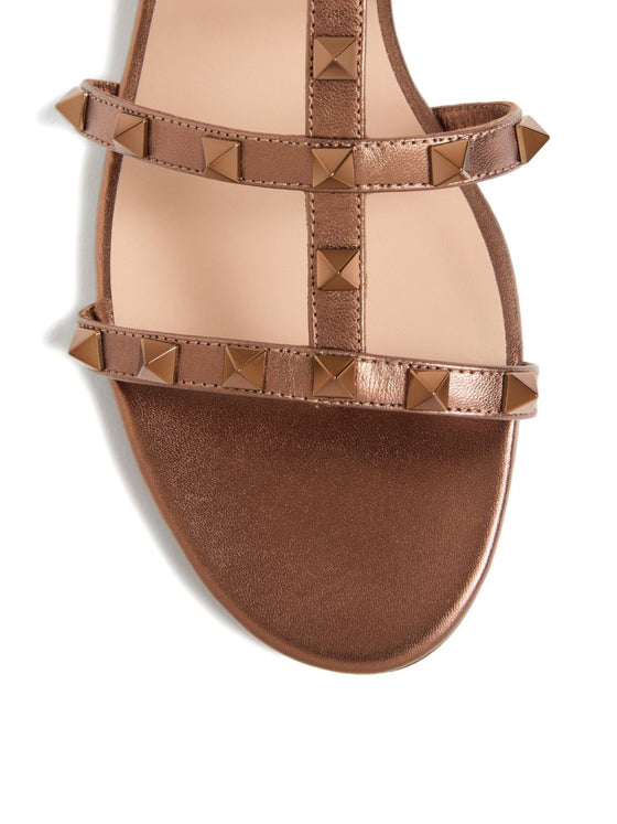 Valentino Garavani Rockstud Low Slide Sandal in Laminated Nappa Leather