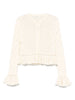 Chloé Ruffled logo cardigan in a silk, alpaca & cotton knit