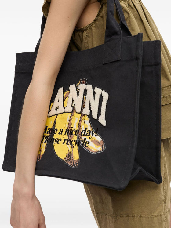 Ganni Organic cotton large tote bag