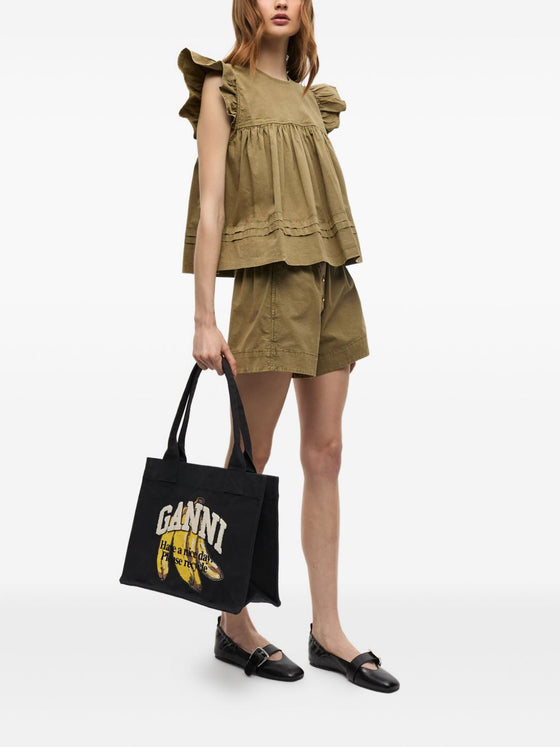 Ganni Organic cotton large tote bag