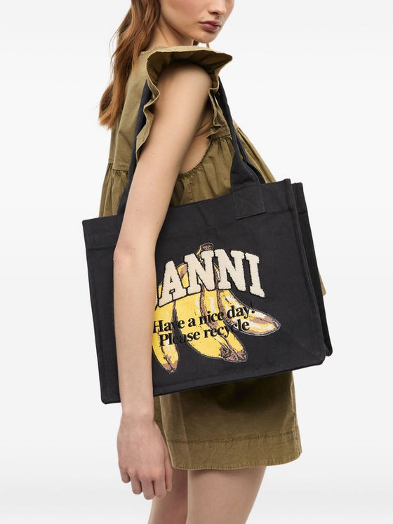 Ganni Organic cotton large tote bag