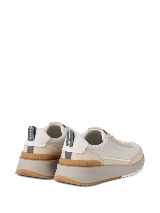 Brunello Cucinelli Washed suede and semi-polished calfskin runners