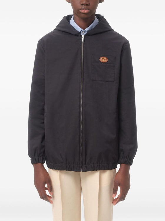 Valentino Nylon Hooded Jacket with VLogo Patch
