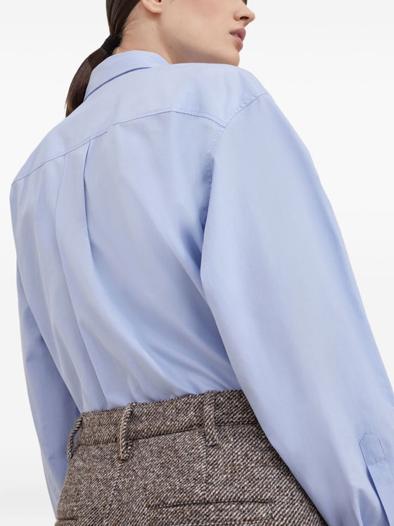 Brunello Cucinelli Virgin wool and silk mélange diagonal sartorial pencil skirt with monili
