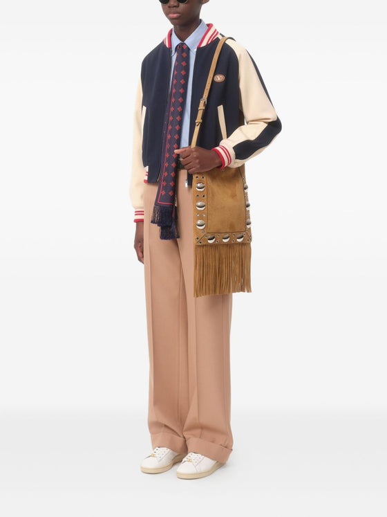 Valentino Wool and Cotton Bomber Jacket with Vlogo and Le Chat De La Maison Patch