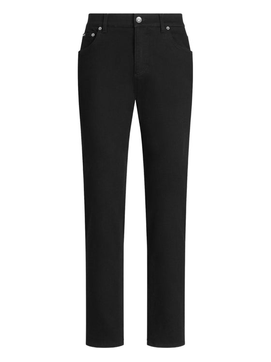 Dolce & Gabbana five pockets logo plaque Denim cotton jeans