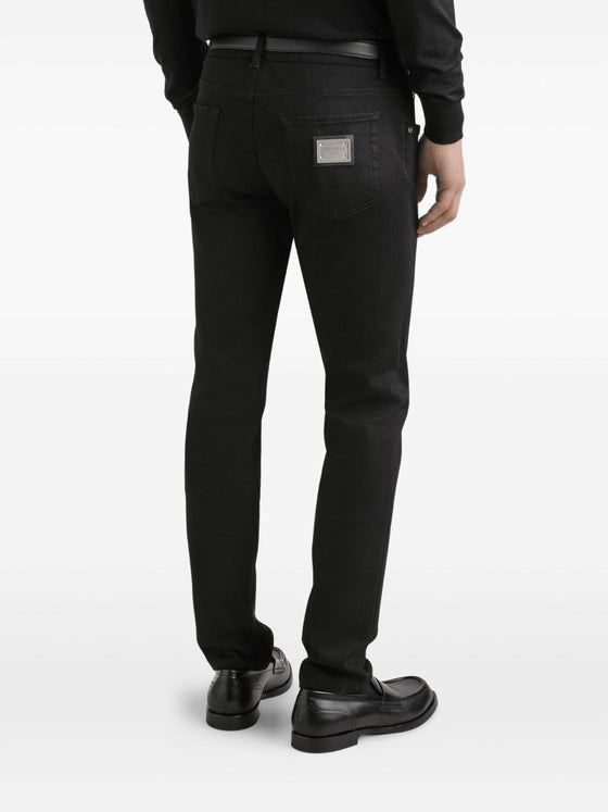 Dolce & Gabbana five pockets logo plaque Denim cotton jeans