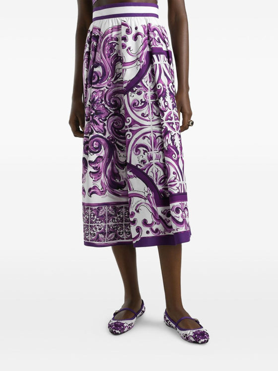 Dolce & Gabbana Pleated skirt with majolica print