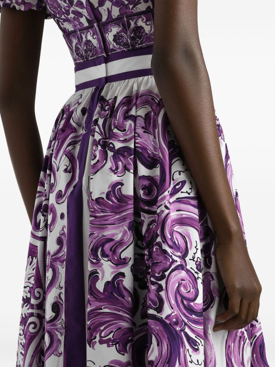 Dolce & Gabbana Pleated skirt with majolica print