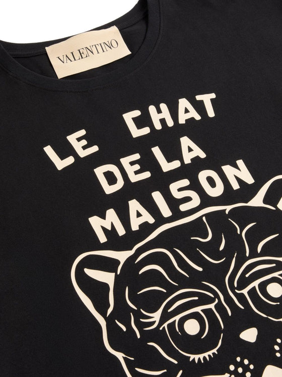 Valentino Cotton T-Shirt With Le Chat De La Maison Print