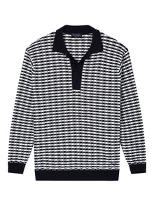  Emporio Armani Icon embossed stitch virgin wool polo neck sweater