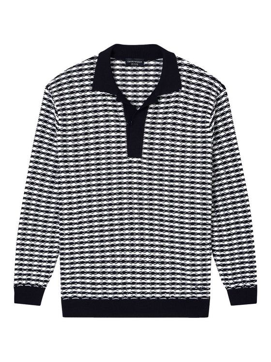 Emporio Armani Icon embossed stitch virgin wool polo neck sweater