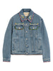 Valentino Bead-Embellished Floral-Trimmed Denim Jacket