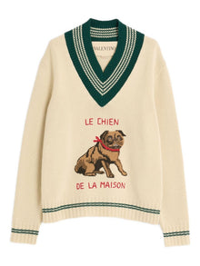  Valentino Le Chien De La Maison Jacquard Embroidery Wool Sweater