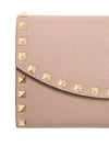 Valentino Garavani Rockstud Chain Wallet in Garnet Calfskin
