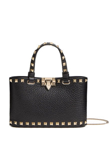  Valentino Garavani Mini Rockstud Shopping Bag in Garnet Calfskin