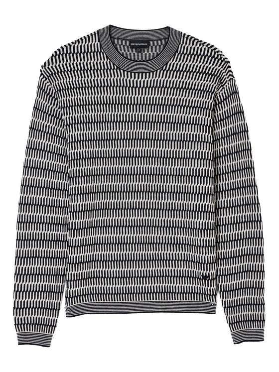 Emporio Armani Two-tone embroidery-stitched jacquard virgin wool jumper