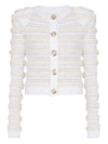 Balmain Long-sleeved tweed-effect knit cardigan
