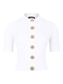  Balmain Ribbed buttoned top