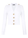Balmain Button-Trim Cable-Knit Cardigan